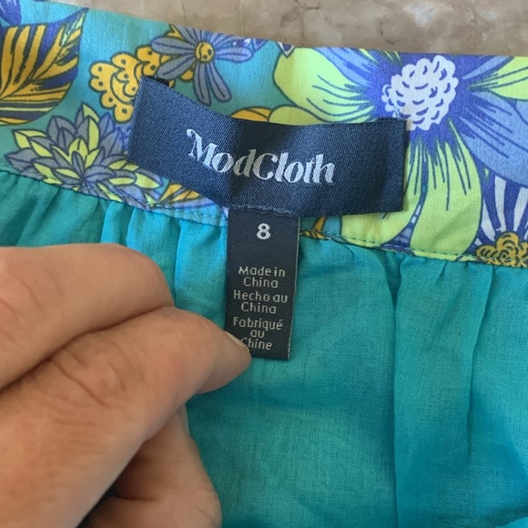 ModCloth Blue and Yellow Daisies At Nightfall Tiered Midi Skirt Size 8 cotton - Picture 6 of 8